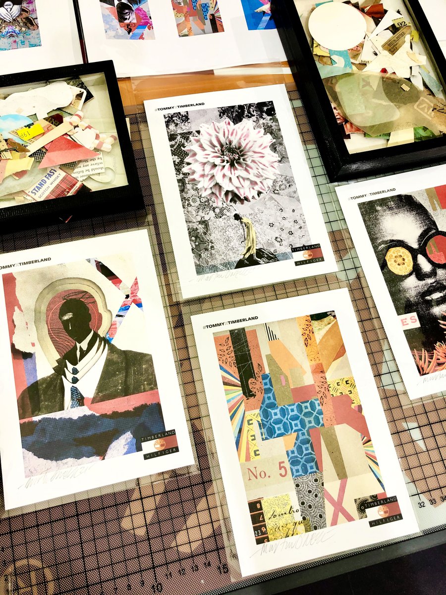 Some images from last Friday creating bespoke collages for customers as a part of #TommyXTimberland collab. Thanks to eveyone who came by and took part. And sorry for the mess.. <a href="/Timberland_EU/">Timberland Europe</a> <a href="/TommyHilfiger/">Tommy Hilfiger</a>
