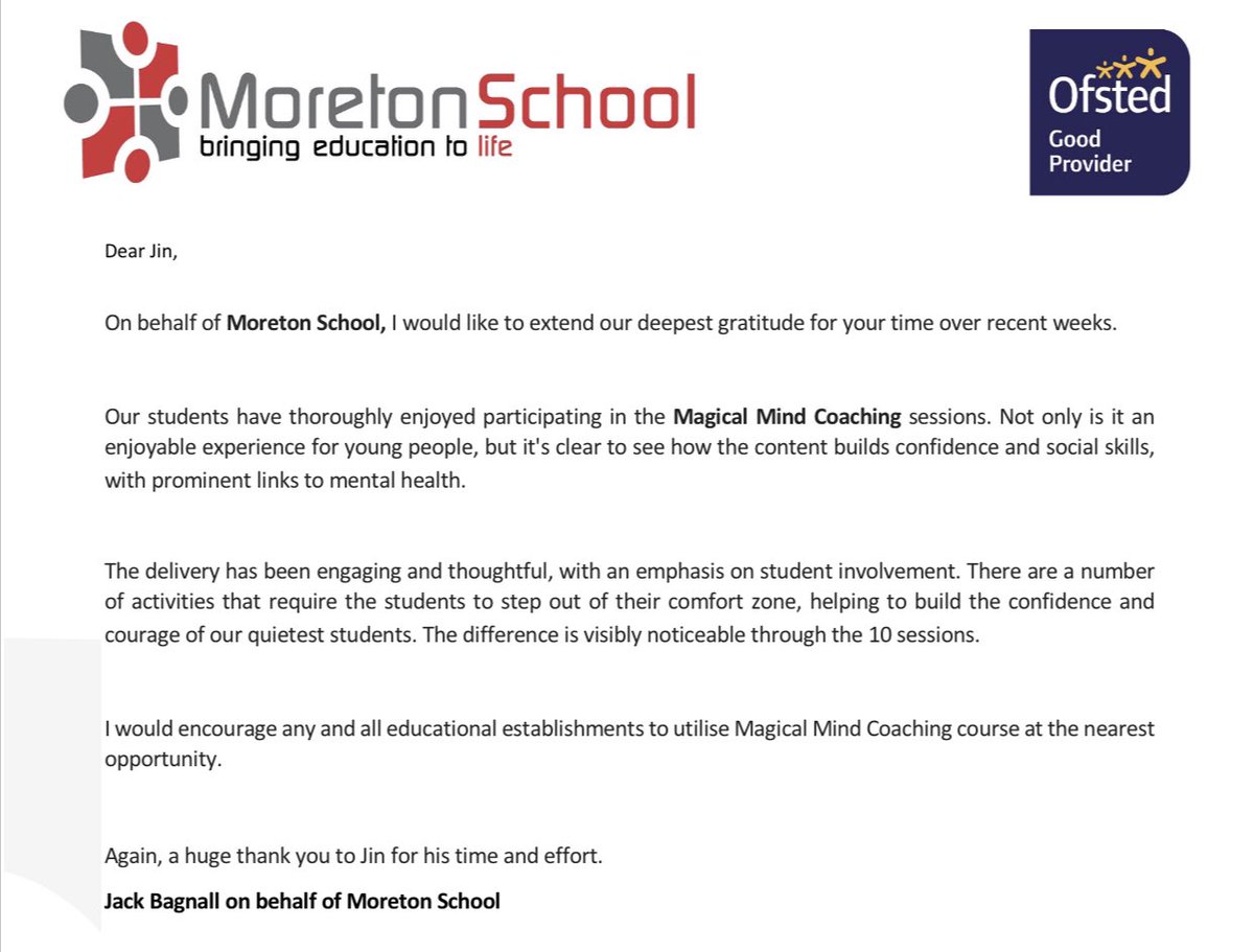 Great testimonial. Secondary Schools in the West Midlands wanting to help pupils become more confident communicators contact us as we can help. 

Jin@magicalmc.co.uk magicalmc.co.uk 

#schools #education #headteachers #confidence #communication
