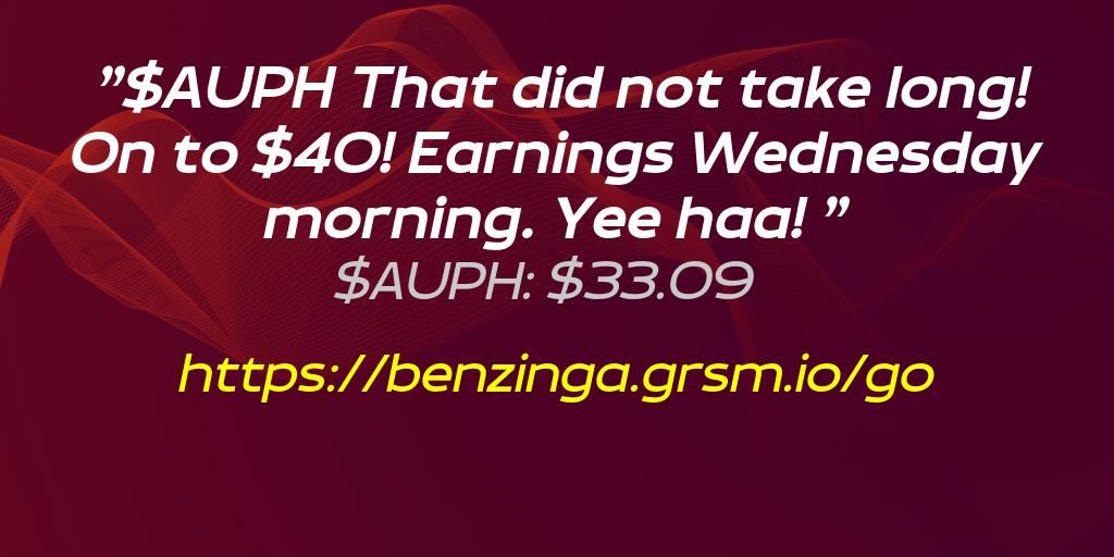 DeveloperAlien's tweet image. $AUPH That did not take long!  On to $40!  Earnings Wednesday morning. Yee haa! 📣

#Bullish #AUPH