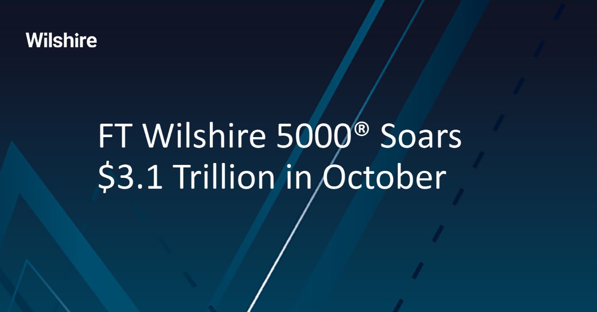 FTW5000's tweet photo. In October, the index rose $3.1 trillion, with this month’s gain being the best monthly return since November 2020. See more of the latest updates from the FT Wilshire 5000 here: https://t.co/xWAFOmmWHz
#stockmarketnews #indexes https://t.co/xLjCeyPjMz