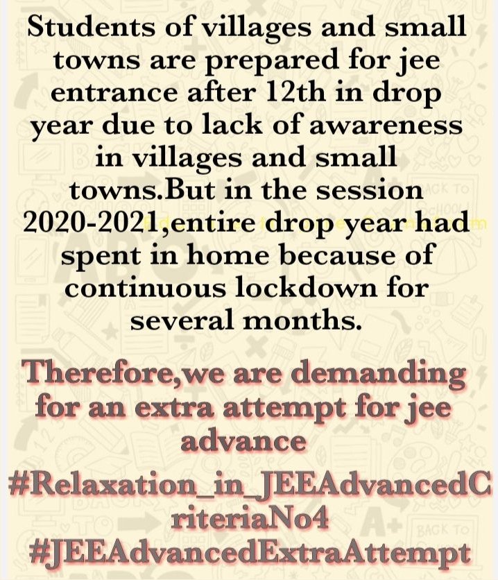 J3rdattempt's tweet photo. @NidhiTanejaa @newstakofficial Pls help Jee Adv students maam
#JEEAdvancedExtraAttempt https://t.co/YF2BW5gq1a