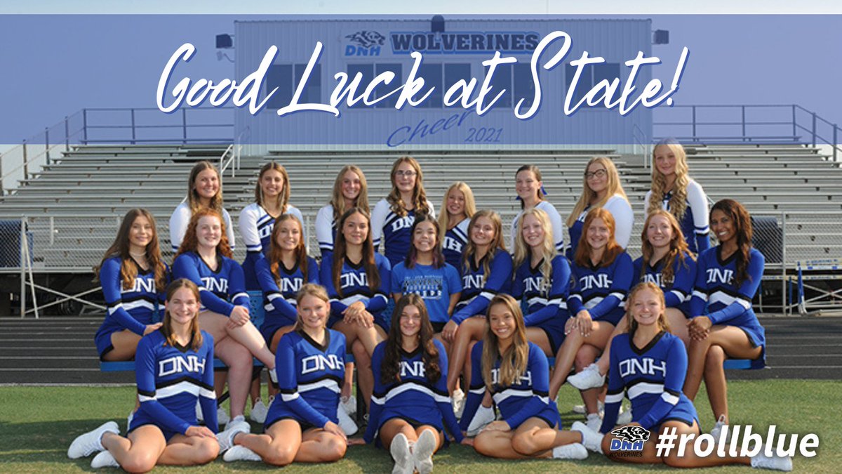 Big week for <a href="/DnhCheer/">DNH Wolverines Cheer</a> as they head to the State Competition on Saturday 11/6 in Des Moines!! The Wolverines have 4 teams competing in 3 divisions!!

Admission is $10 &amp; can be purchased at the door or ahead of time at: iowastatefairgrounds.org/event-calendar… 

Good luck, Wolverines!!
#rollblue