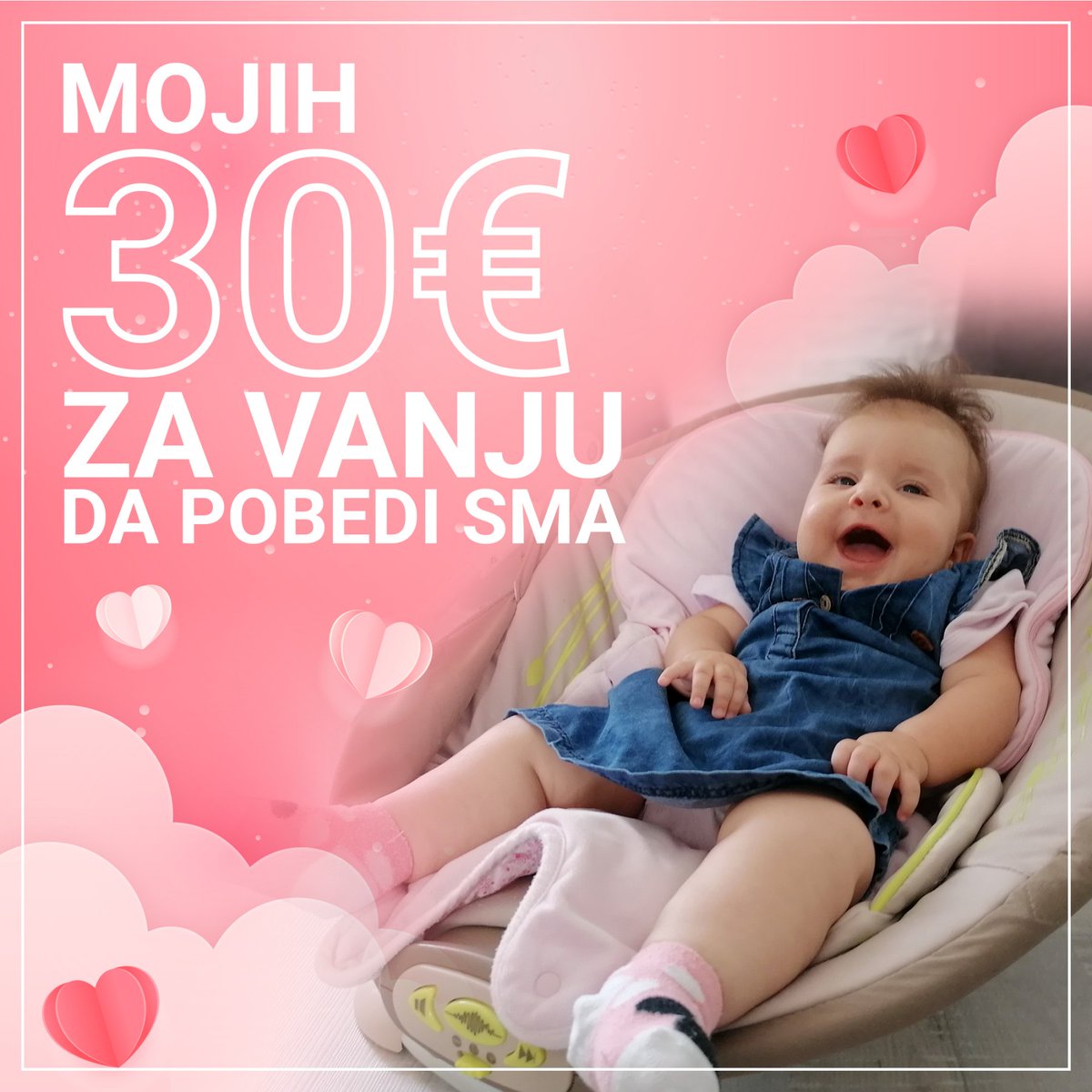DaVanjaPobedi's tweet photo. Akcija “Moja država me podržava” je počela!
Ako vam ovih 30€ od države nisu od suštinskog značaja u životu, našoj beba Vanji jesu! Znače život, znače ceo svet!
Priključite se trci sa vremenom i akciji “Mojih 30€ ide za Vanju”
Račun za uplatu je:
160-6000001131465-72
RT najjače https://t.co/tV9lUX6Biu