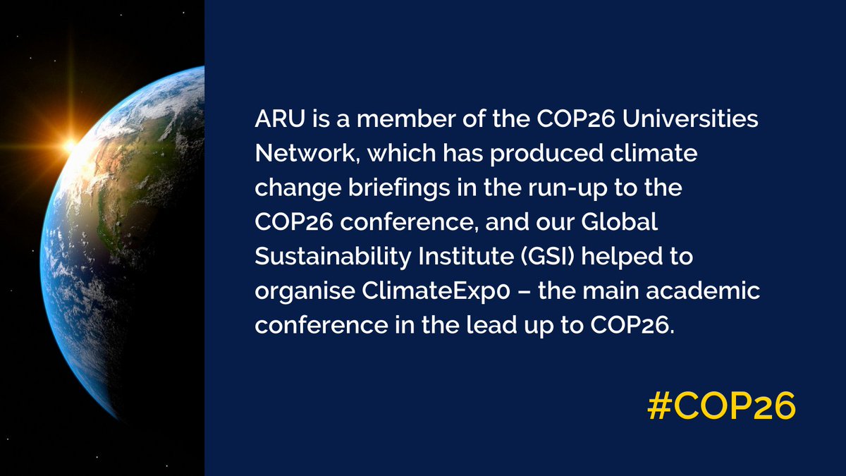 AngliaRuskin's tweet photo. COP26 has begun!

ARU is playing an important role in taking urgent steps to tackle climate change, both through research and policy activity, and through our own actions as an institution.

Read our full COP26 and climate change statement here - https://t.co/QgGly4Yw1M

#COP26 https://t.co/NO9mKz9JB7