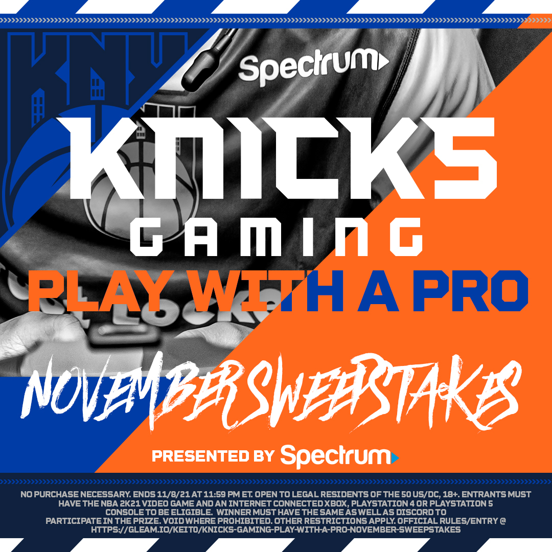 KnicksGaming's tweet photo. You can test out your skills!

You could compete against a KNX pro 🎮
 
For your chance, enter our KNX Play with a Pro November Sweepstakes presented by @GetSpectrum
 
⇨ https://t.co/42zFm2ifyH https://t.co/3OYYQR6hOA
