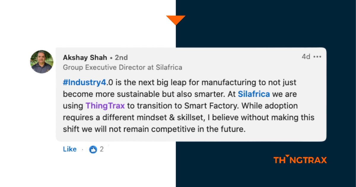 Thank you to Akshay from Silafrica for this feedback. It’s amazing to have your manufacturing business as one of our clients.

#Manufacturing #LeanManufacturing #Industry40