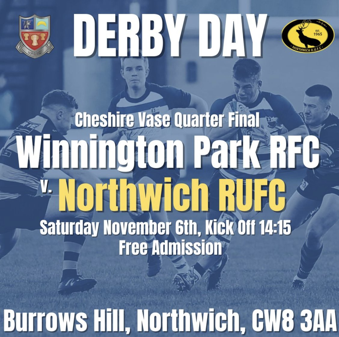 WPRFC_Rugby's tweet photo. 2 Clubs 1 Game! FREE ENTRY to watch Cup derby🏉#northwich @RadioNorthwich @NorthwichNews @NorthwichBID @NorthwichLife @CheshireRFUNews https://t.co/IYTrapT5BC