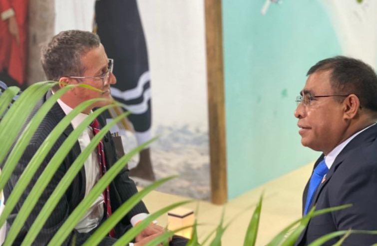 MoTmv's tweet photo. Minister @Mausoom_Maus talks to @CNN @RichardQuest on #Maldives sustainable tourism at the @visitmaldives Stand at @WTM_London 2021 https://t.co/WWt99qqVc1