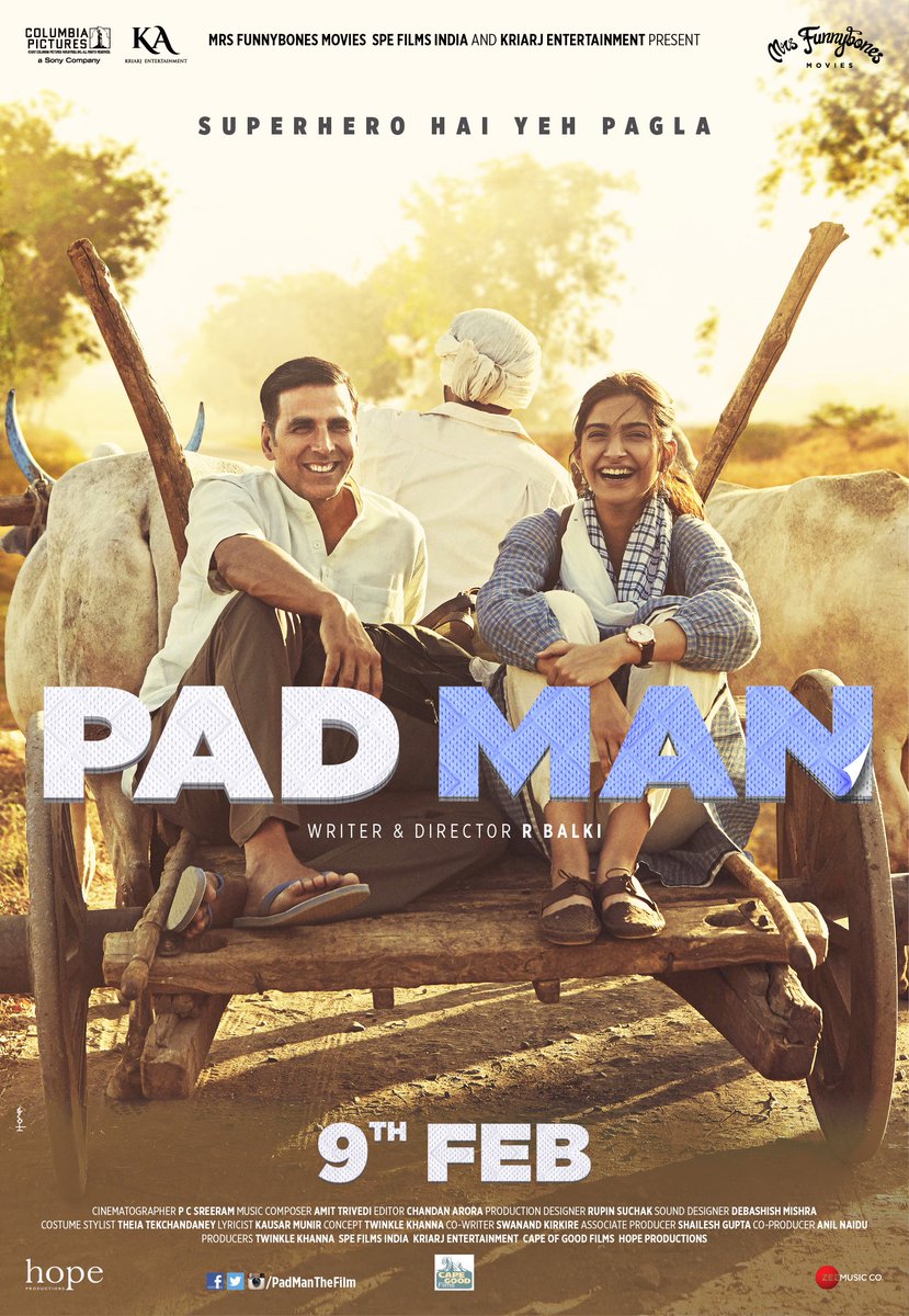 TheFunSizeGuy's tweet photo. Pad Man. Heartfelt, wonderfully acted. Based on a true story of Arunachalam, the inventor of today's affordable sanitary pads. A man who was tired to see his wife using dirty cloths during her menstrual cycles. 

If you need a quick recap on period poverty. This is it. 8/10 🩸❤️ https://t.co/nZxbR35cC8