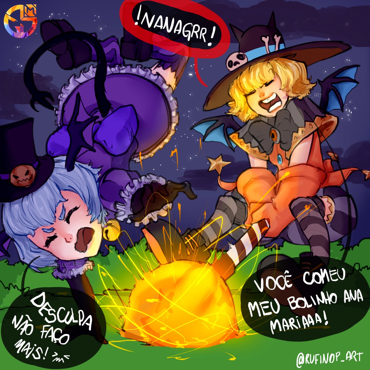 MLBBBR's tweet photo. 😣 O Halloween já passou! Como foi sua noite de Halloween? 🎃❤
Boa ou boa demais?
Para Lolita não foi boa porque alguém comeu o bolinho de Ana Maria dela!!! 😥😤😤😤
🎨 Artista MGL: @rufinop_art
#halloween #mlbb #mlbbbr #fanart #tricksterseve #mgl #mglbr https://t.co/C18Idcq76s