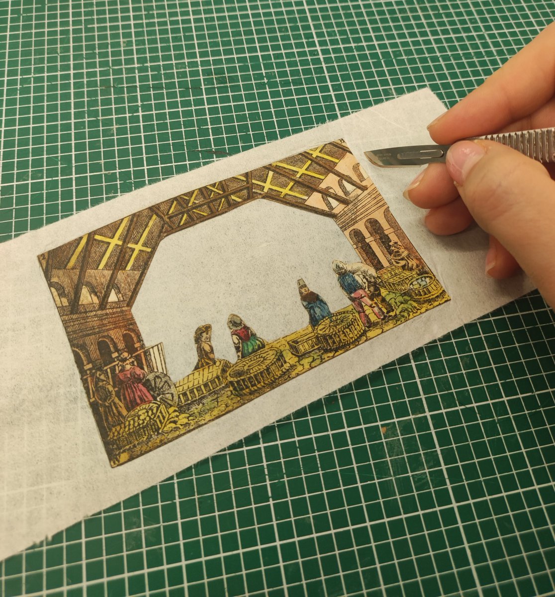natlibscot's tweet photo. So we took the peepshow apart, allowing us to clean it properly and correct distortions, lack of strength and damaged areas. 

#Noncreepypeepy https://t.co/Lpeqe4mWQR
