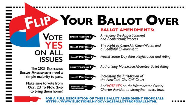LatimerforNY's tweet photo. Tomorrow is Election Day. Please turn over your ballot and vote YES! on all 2021 Ballot Amendments #TurnOverYourBallot #VoteNY https://t.co/Jn71VGnvYn