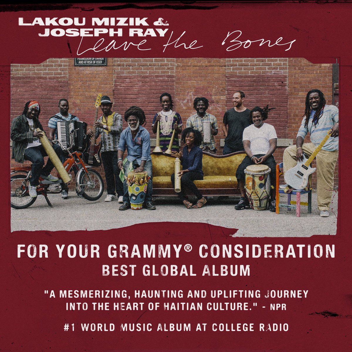 leavethebones's tweet photo. For your consideration… 🏆💥
@LakouMizik &amp; Joseph Ray’s #LeavetheBones for Best Global Album at the #GRAMMYs (@RecordingAcad)!
Revisit the album: https://t.co/3qCqa8wIdl https://t.co/XCHRe9EJkD