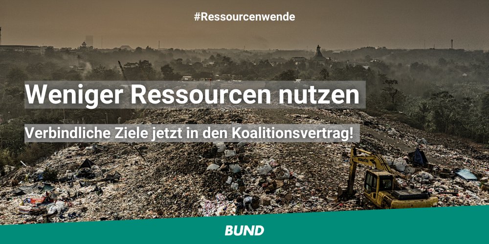 Im Sondierungspapier der #Ampel-Parteien werden genau 0⃣ mal #Ressourcenschutz oder #Kreislaufwirtschaft erwähnt. Der Ressourcenverbrauch ist Haupttreiber von #Klimakrise u. #Artensterben. Die #Ressourcenwende muss in den Koalitionsvertrag!
▶️ bund.net/service/publik…
@Vogel_Axel