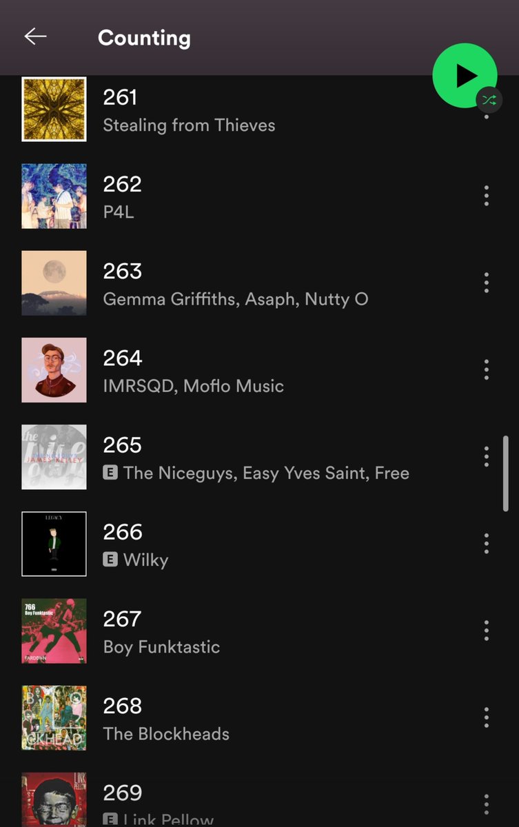 MagikMikeMusic's tweet photo. My friend made a Spotify playlist exclusively with songs titled by a number, all the way up to 505. This is the best thing I've ever seen. https://t.co/qkeT4stF01