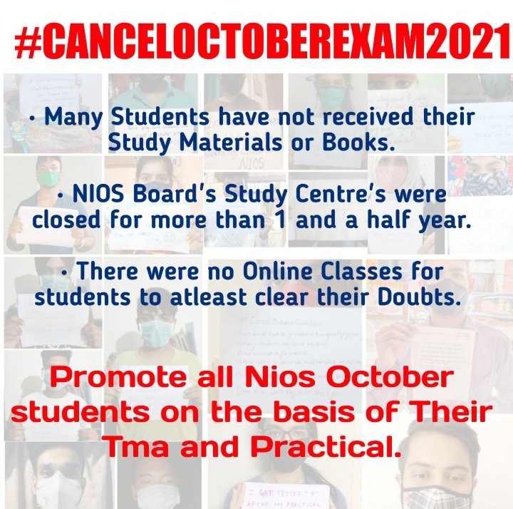 SauravUk's tweet photo. @niostwit 
@anubha1812 
@ProfSarojSharma 
@CNNnews18 
@DDNewslive 
@aajtak 
@ABPNews 
@indiatvnews @ZeeNews 
#cancelOctoberexam2021 
We want Justice https://t.co/cVjRhs82mE