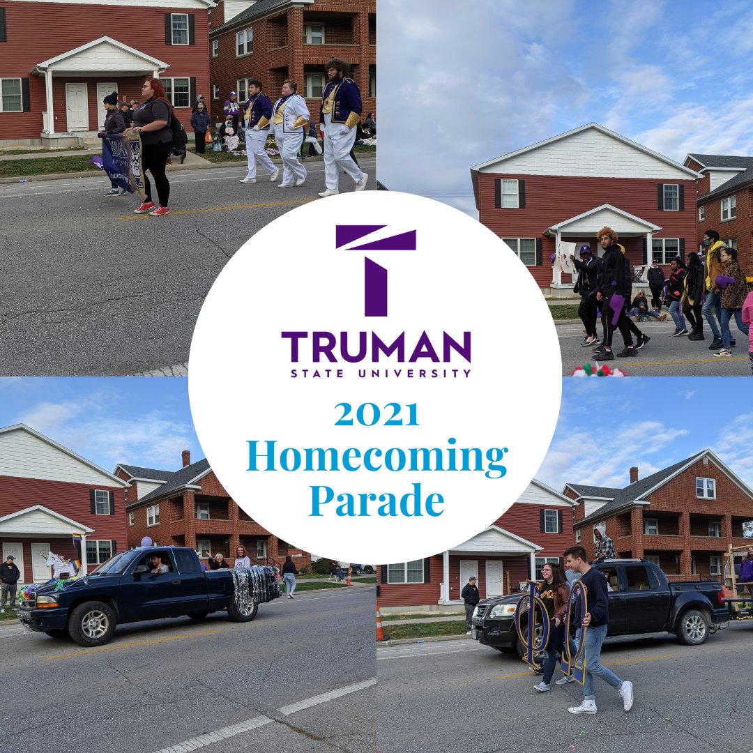TSUMcNair's tweet photo. Check out our McNair Scholars and Alum who participated in the Truman State 2021 Homecoming Parade!
Dakotah Mandina: Statesmen Marching Band
DeAndre Malone and Serena Taylor: Association of Black Collegians
Shania Montúfar: Student Government
Syrus Duffy: Alpha Phi Omega -Epsilon https://t.co/DBt7ZWNfkw