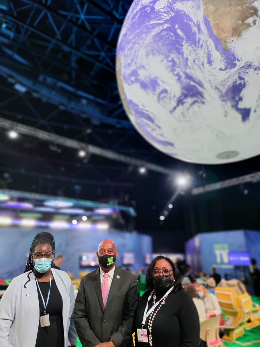 Minister of Tourism Hon. Josephine Connolly attends 2021 United Nations Climate Change Conference #COP26 #TogetherForOurPlanet . Seen with Hon. Vincent Wheatley Minister of Natural Resources of BVI and parliamentary secretary Ms. Quincia Gumbs-Marie of Anguilla