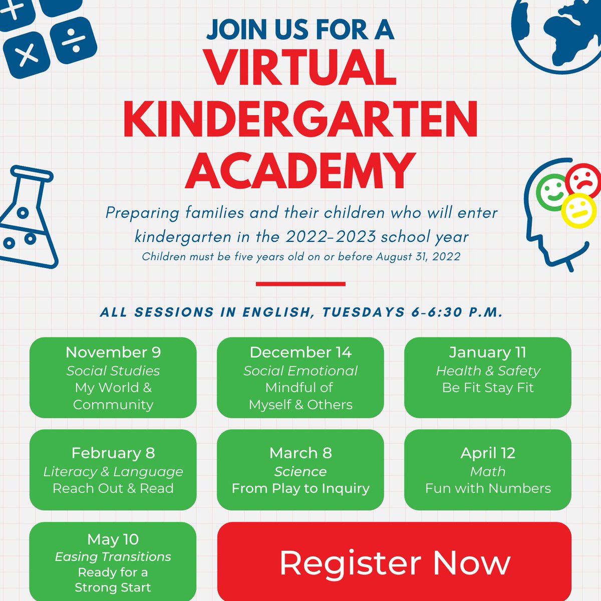 FirstStatePreK's tweet photo. From our partners at #DelawareReadinessTeams: The Virtual Kindergarten Academy series will provide an educational journey full of learning opportunities for families and their children entering kindergarten. Register here: https://t.co/Q7p7arWcHP

@deaeyc #edude #education https://t.co/ASQ1AsuKZu