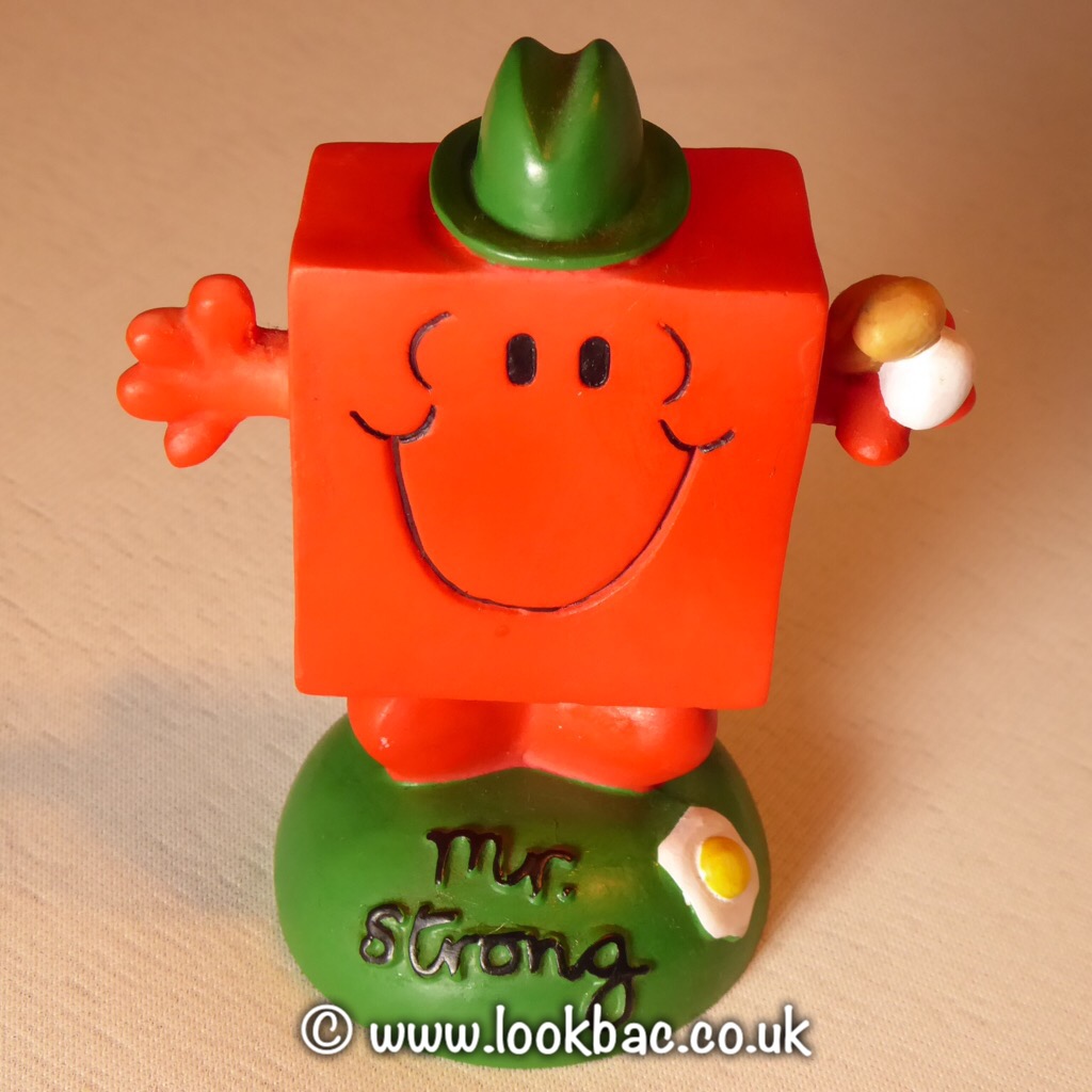 Let us introduce you to our collection of Roger Hargreaves Mr Men figurines by Holland Studio Craft Ltd from the 1990s starting with Mr Strong. We plan to feature others on a daily basis then offer them up for sale in groups. They still make us smile everyday when we see them.