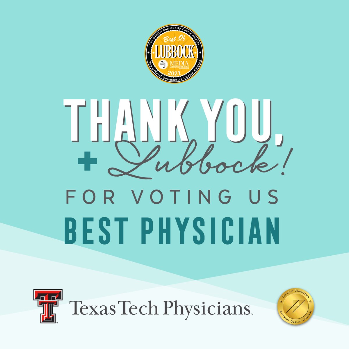 Thank you, Lubbock! For voting us “Best Physician” in <a href="/lubbockonline/">Lubbock Avalanche-Journal</a>'s 2021 Best of Lubbock community choice awards! We’re honored to improve health care in West Texas for the patients who inspire us every day.