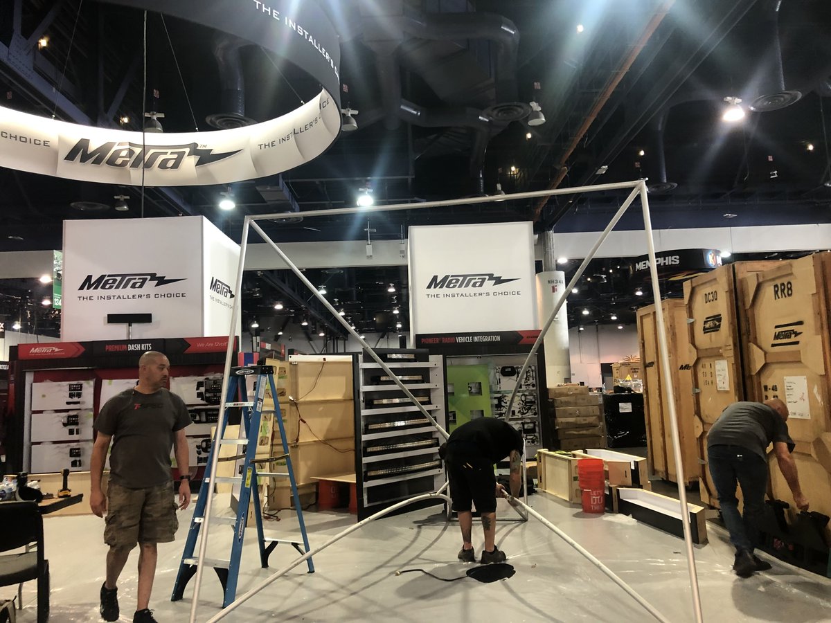 Great to be back in the North Hall at Las Vegas Convention Center, setting up for <a href="/MetraElectronic/">Metra Electronics</a>! 
<a href="/lvcc/">LVCC</a> #SEMA2021 <a href="/SEMASHOW/">SEMA Show</a> #VegasBaby #TradeShow #Marketing #TradeShowBooth