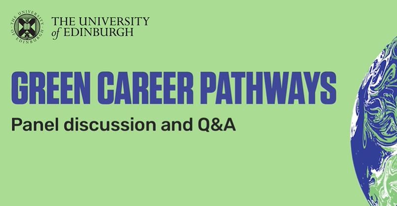 Join us online or at the COP26 Green Zone on 7 Nov for Green Career Pathways, part of our social responsibility and sustainability work: edin.ac/2Y8HI81 Find out more via this short video from our collections <a href="/media_hopper/">Media Hopper</a> Create: edin.ac/3bwodZW 
#COP26