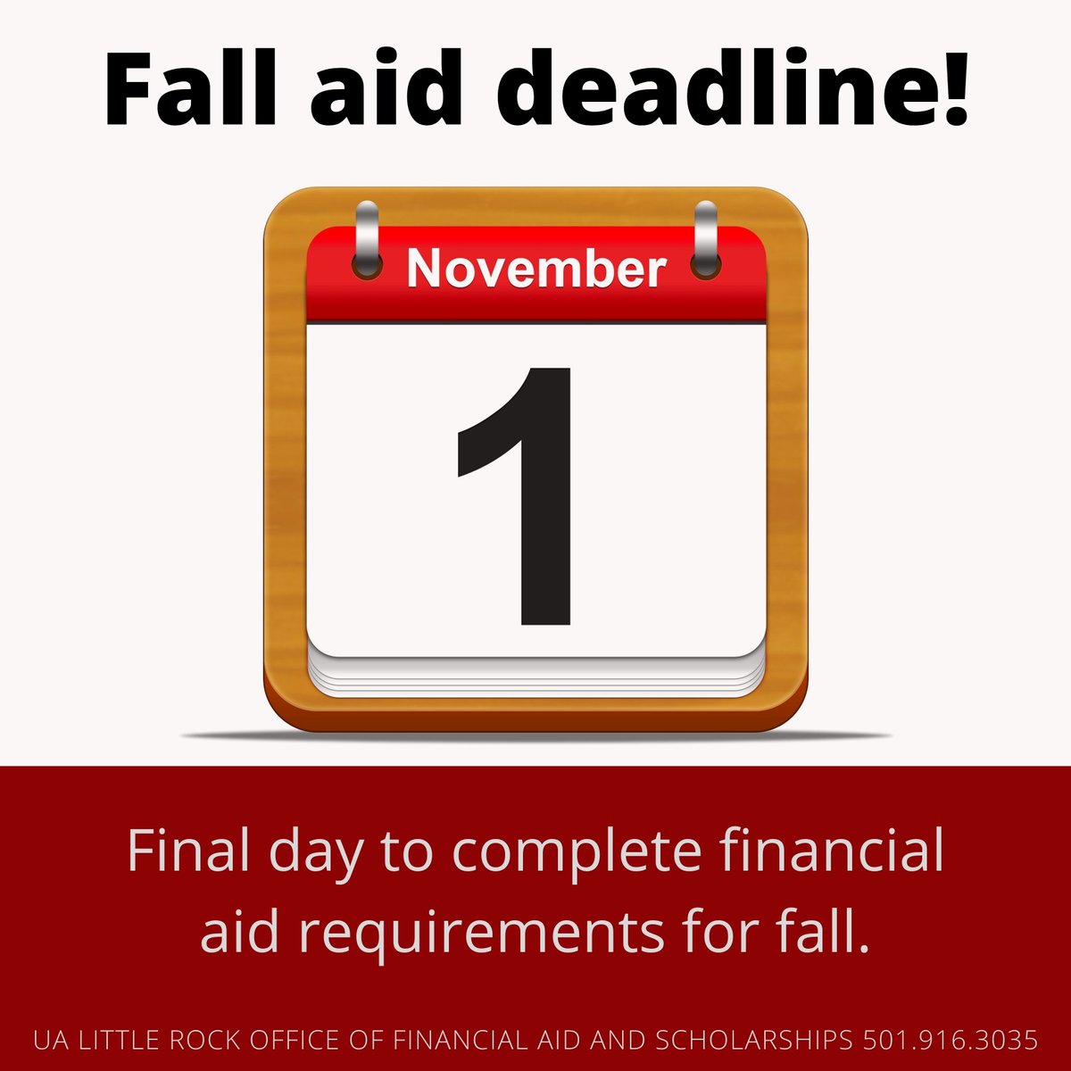 Good morning, Trojans! Today is the FINAL day to complete your financial aid reqs &amp; still be able to receive federal aid for the fall! Please make sure to check your BOSS account to see what reqs you might be missing, or you can call our office to have an advisor assist you.