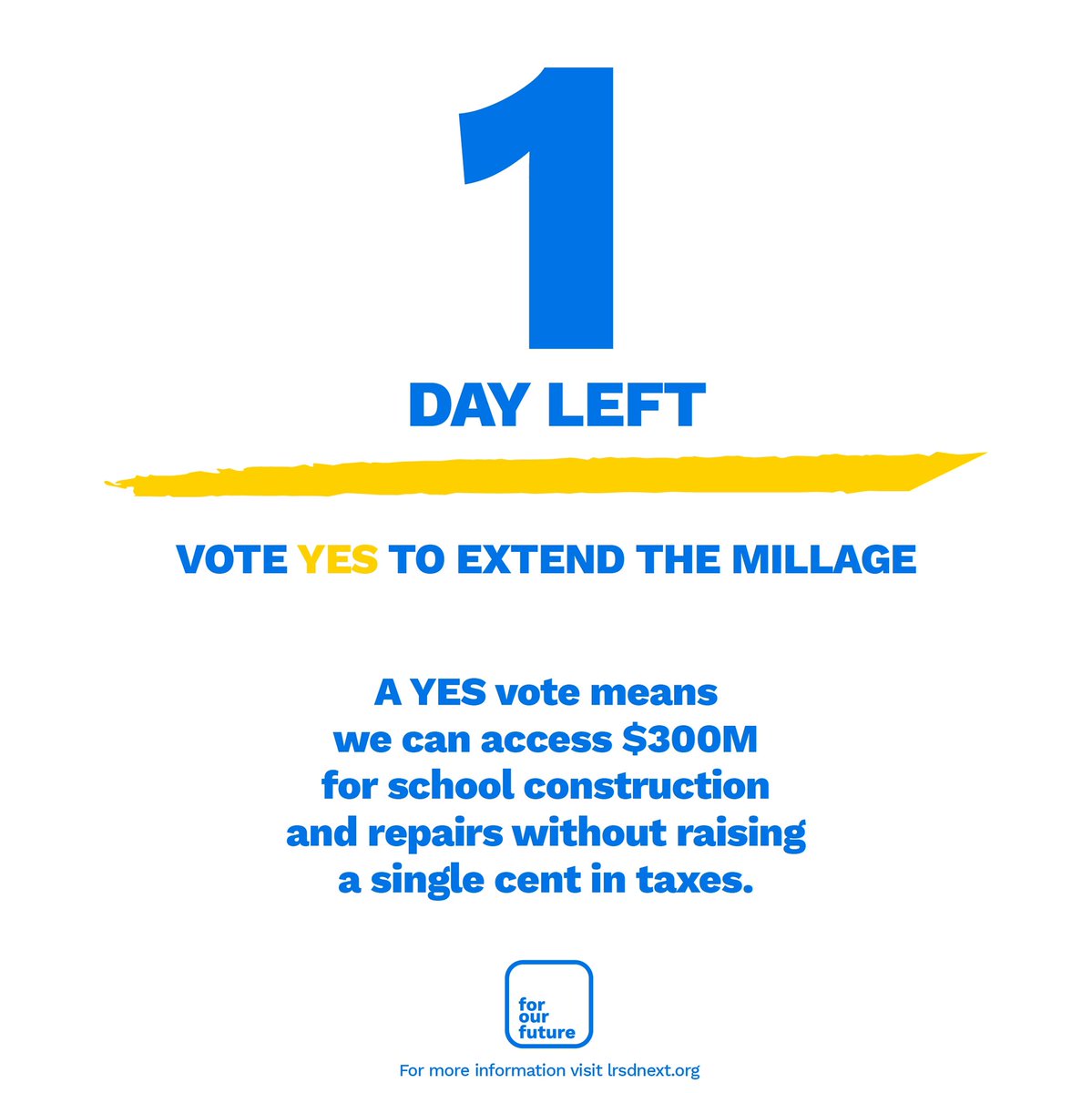 LrsdNext's tweet image. 1 day left to vote YES early — TODAY!

HOPE TO SEE YOU AT THE POLLS!

Tomorrow will be the LAST DAY to make it happen for our kids — let’s make it count!