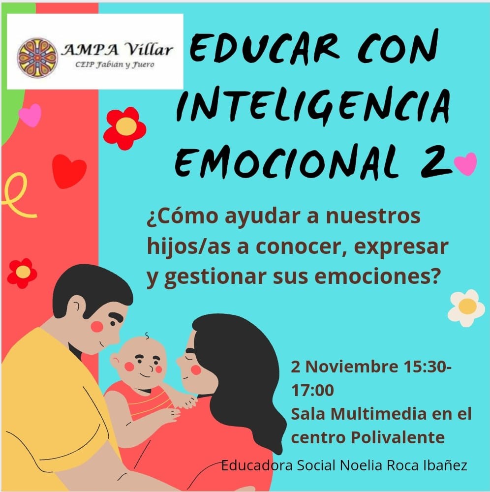 El AMPA del CEIP Fabián y Fuero organiza este interesante taller para padres y madres sobre Inteligencia Emocional.

📍Sala Multimedia Centro Polivalente
📅El 2 de noviembre
🕝A las 15:30h