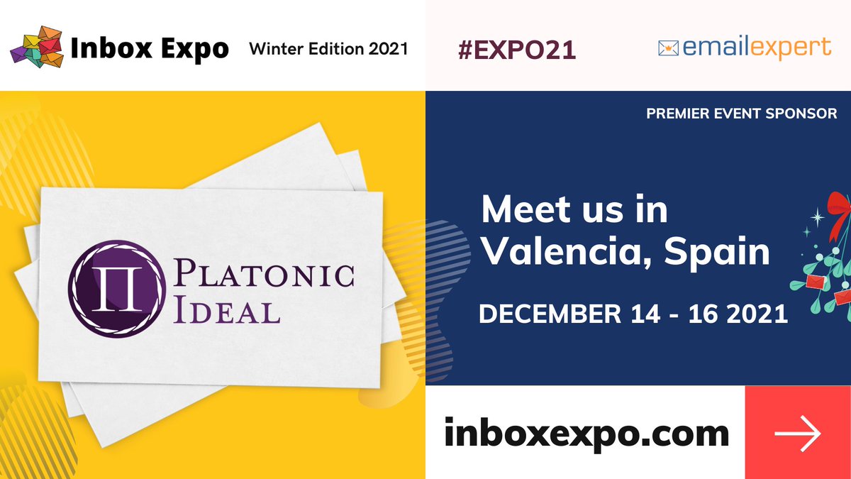 inboxexpo's tweet photo. ๐ฃ Sponsor Announcement: ๐ Platonic Ideal is Silver Sponsors at #InboxExpo2021 in person in Valencia, Spain ๐ 14-16 December ๐ #expo21 #Email #Deliverability #emailconference ๐ฎ Get your ticket here for in person or online https://t.co/4nyW5ZFxc6 https://t.co/t64FQDOo1k
