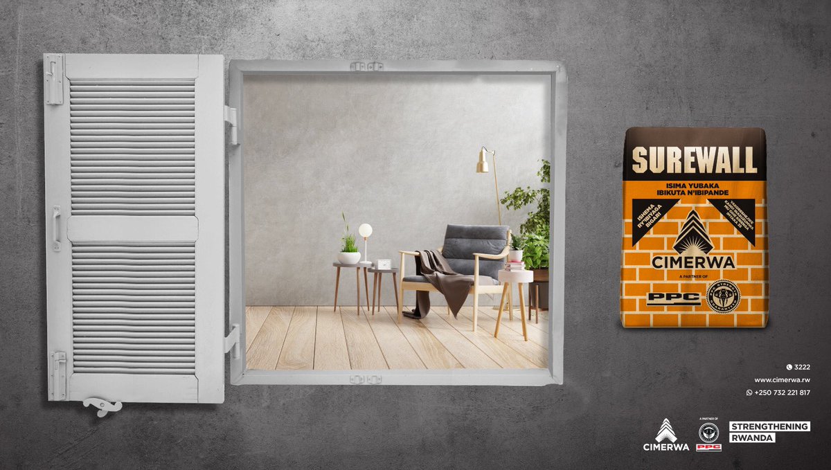 CimerwaPlc's tweet photo. The secret to smooth walls is our
22.5X #SUREWALL. Try it and thank us later.
#CIMERWA #StrengtheningBuildings #SmoothWalls https://t.co/oQxJZg5BzS