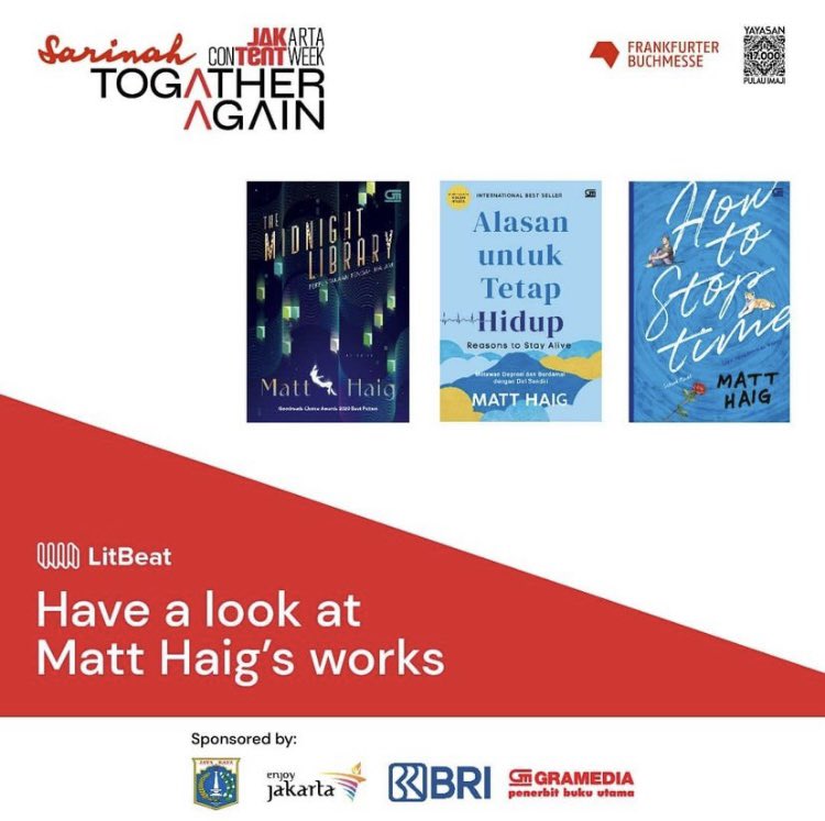 bukugpu's tweet photo. Please welcome Matt Haig @matthaig1 & Marissa Anita @MarissaAnita to the @jaktent #LitBeat stage β¨β¨β¨ Go to https://t.co/PK1jFJA6YM and save your spot! #bukugpu https://t.co/5OtgpQ89FK