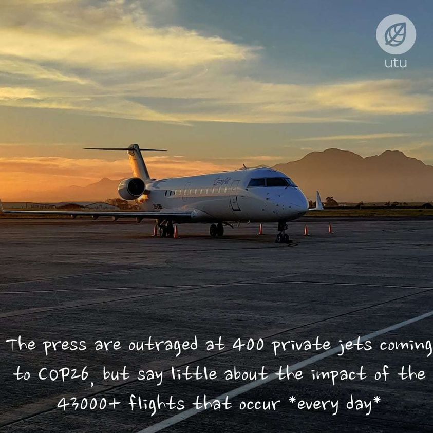 pjosborne68's tweet photo. The press is full of the hypocrisy of the global elite flying 400+ private jets into COP 26, but once again I think they’re picking on the wrong target. There are more than 40,000 flights every day according to @FlightRadar.  What is the press saying about those emissions #COP26 https://t.co/vuKA4o7LUp