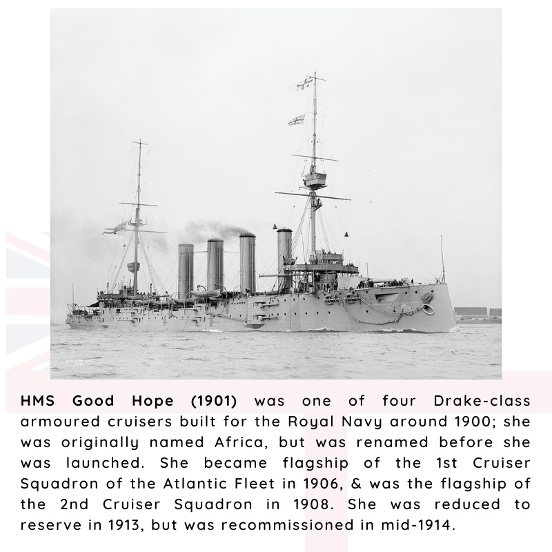 BritishHistorym's tweet photo. #otd 1 November 1914 - HMS Good Hope (1901) was sunk during the Battle of Coronel.

Good Hope was sunk with all hands, a total of 926 officers &amp; ratings.

#lestweforget #Royalnavy #hmsgoodhope #firstworldwar @NatMuseumRN @RoyalNavy https://t.co/aFesbLxMDu