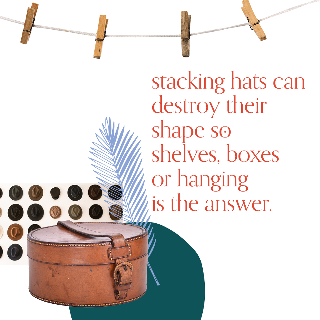 HOW TO...store your hats. Hat boxes are ideal, but not necessary. Our fave storage includes showing off those beautiful pieces - what is yours? #joinresuit #sharingapp #sustainablefashion #hats #organizationideas