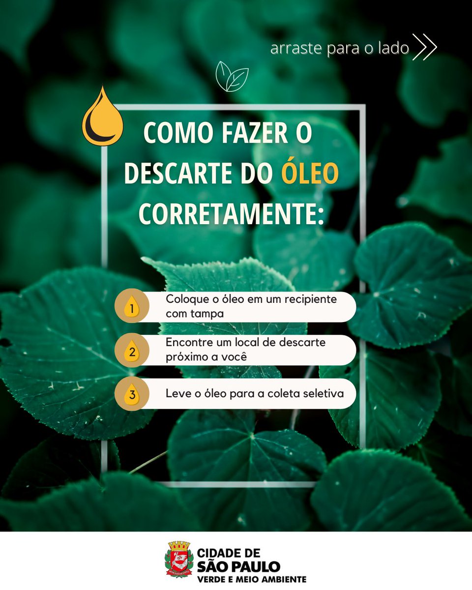 svmasp's tweet photo. Você sabia que os parques Municipais fazem a coleta do seu óleo de cozinha?
#descartecorretodeoleo #oleodecozinha #descartedeoleo #meioambiente #oleodecozinhausado #cuidedomeioambiente
#natureza #svma #instasp #saopaulo https://t.co/wAMfm7tvzr