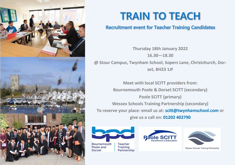 Fantastic opportunity to train to teach within the Twynham Learning family. @BPDSCITT, <a href="/PooleScitt/">Poole SCITT</a> and @WessexSchools provide exceptional placements and highly regarded training.