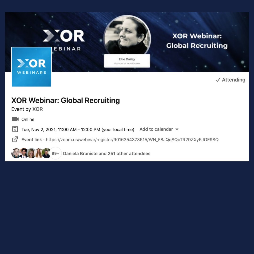 Intro30Info's tweet photo. Very honoured to be invited to speak tomorrow about what I've learned through recruiting in 27 countries over the past 18 years. Thank you for the invitation https://t.co/5IRfqUhpwr
Join us:
https://t.co/rBKS5AjYto https://t.co/olKelhkyrw