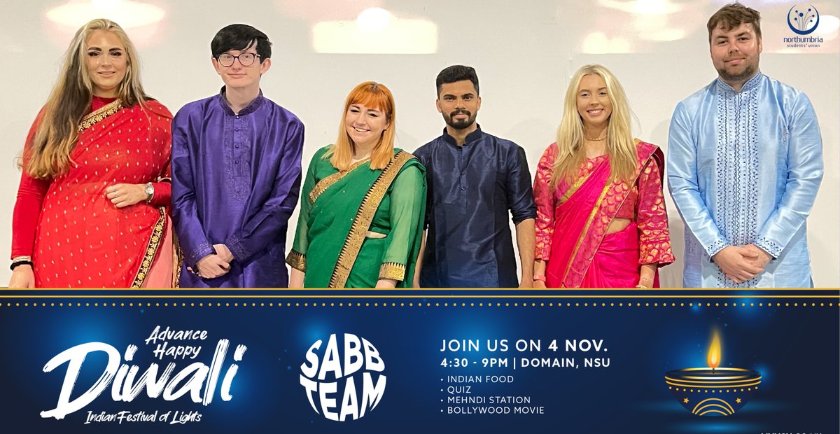 NorthumbriaSU's tweet photo. We're celebrating the beautiful festival of Diwali. Expect beautiful lights, decorations, Indian Movies on the big screen, Mehendi Station, Indian food and so much more for our takeover on Thursday.  Everyone welcome!

Get your free ticket here: https://t.co/IuvfsXTntZ https://t.co/bkvEaOlUTl