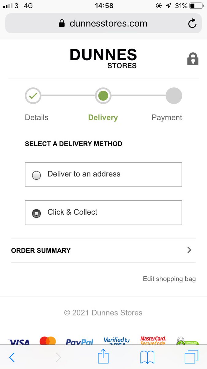ClodaghKenny4's tweet photo. @dunnesstores @DunnesStoresCC can’t order online stuck like this the last 2 days. No option to either click &amp; collect or deliver. Can you advise please? 🙏 https://t.co/Iz8Gqx58Rm