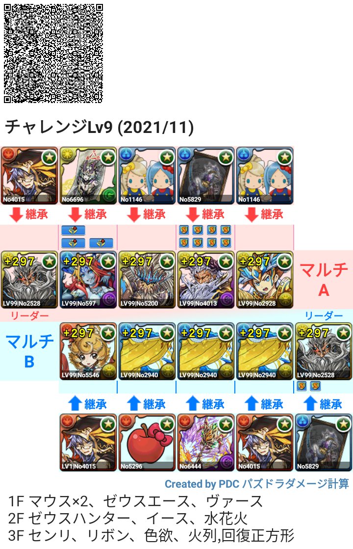 超マワりん On Twitter チャレンジlv9 2021年11月 二人マルチ ガチャキャラ不要 攻略編成 リーダー マシンゼウス ゼウスエースなんて初めて作った チャレ9 チャレダン