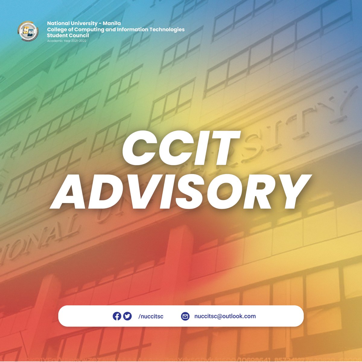 NUCCITSC's tweet photo. JUST IN:

Paws up, Nationalians! 🐾

Classes for tomorrow, November 2, 2021, will be in ASYNCHRONOUS MODE. 

Stay safe and healthy, future IT professionals!

#Areté #TowardsExcellence
#CCITBarks https://t.co/KebzSiQ7u1