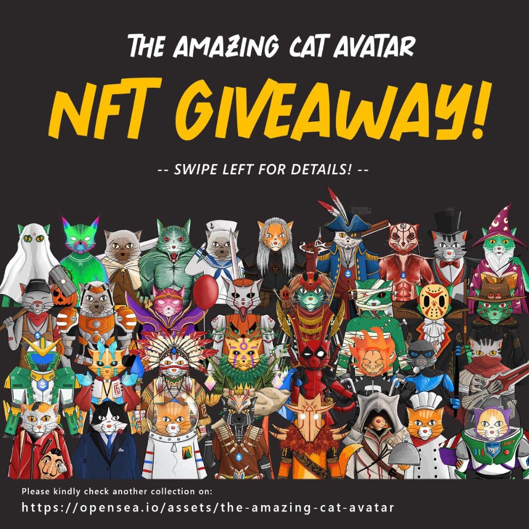 NFT_AmazingCats's tweet photo. NFT GIVEAWAY!!

kindly check my pinned tweet.

Thanks! https://t.co/1dIE9WbCbN