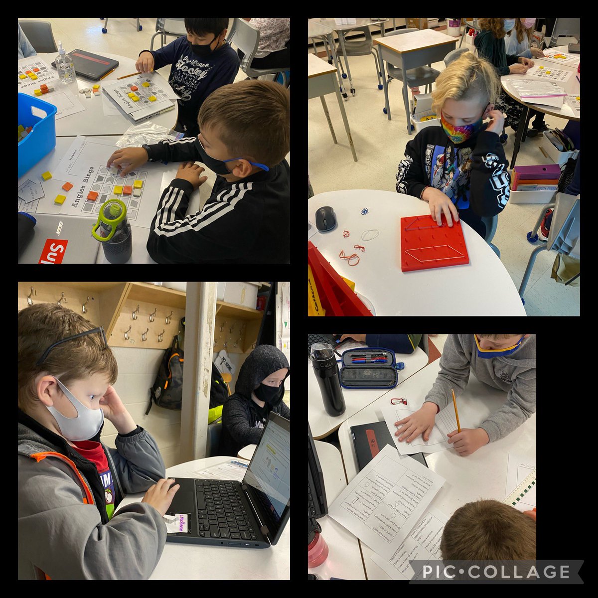 StCatherineGr5's tweet photo. We reviewed what we know about 2D shapes and angles with a number of different math centres this morning!  @StCatherineOCSB https://t.co/uSAXpM2OUw