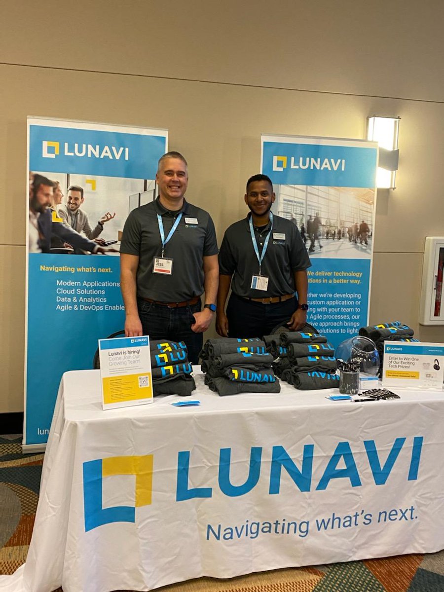 WeAreLunavi's tweet photo. If you're attending the Heartland Developers Conference, stop by Booth #4 to win some prizes - we'll be drawing at 2:15 PM every day. Enjoy the conference! #HDC2021 @AIMInstituteOMA #NavigatingWhatsNext #digitaltransformation https://t.co/ED1pCaJqwB