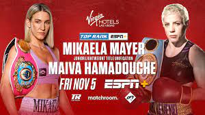 CatACor21's tweet photo. #Boxing event this Friday: #MayerHamadouche for #Mayer's #WBO n #Hamadouche's #IBF jr featherweight title on @espn at 8pmEST. Undercard n prelims: #MelendezMattice, #CortesBernaldez, #AdornoAraujo, #MasonPhillips, n #HowardGreen. #WomansBoxing @trboxing #unification Who U Got?🥊 https://t.co/FBlNOZl3sx