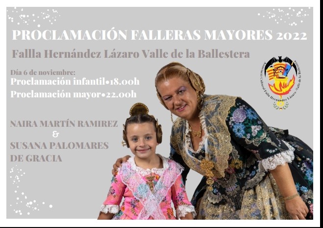 EL 6 DE NOVIEMBRE PARA LA PROCLAMACIÓN DE NUESTRAS FM2022 NAIRA Y SUSANA ,OS ESPERAMOS!!!!