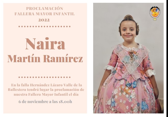 EL SÁBADO 6 DE NOVIEMBRE CELEBRAMOS LA PROCLAMACIÓN DE NUESTRA FMI2022 NAIRA MARTÍN RAMÍREZ