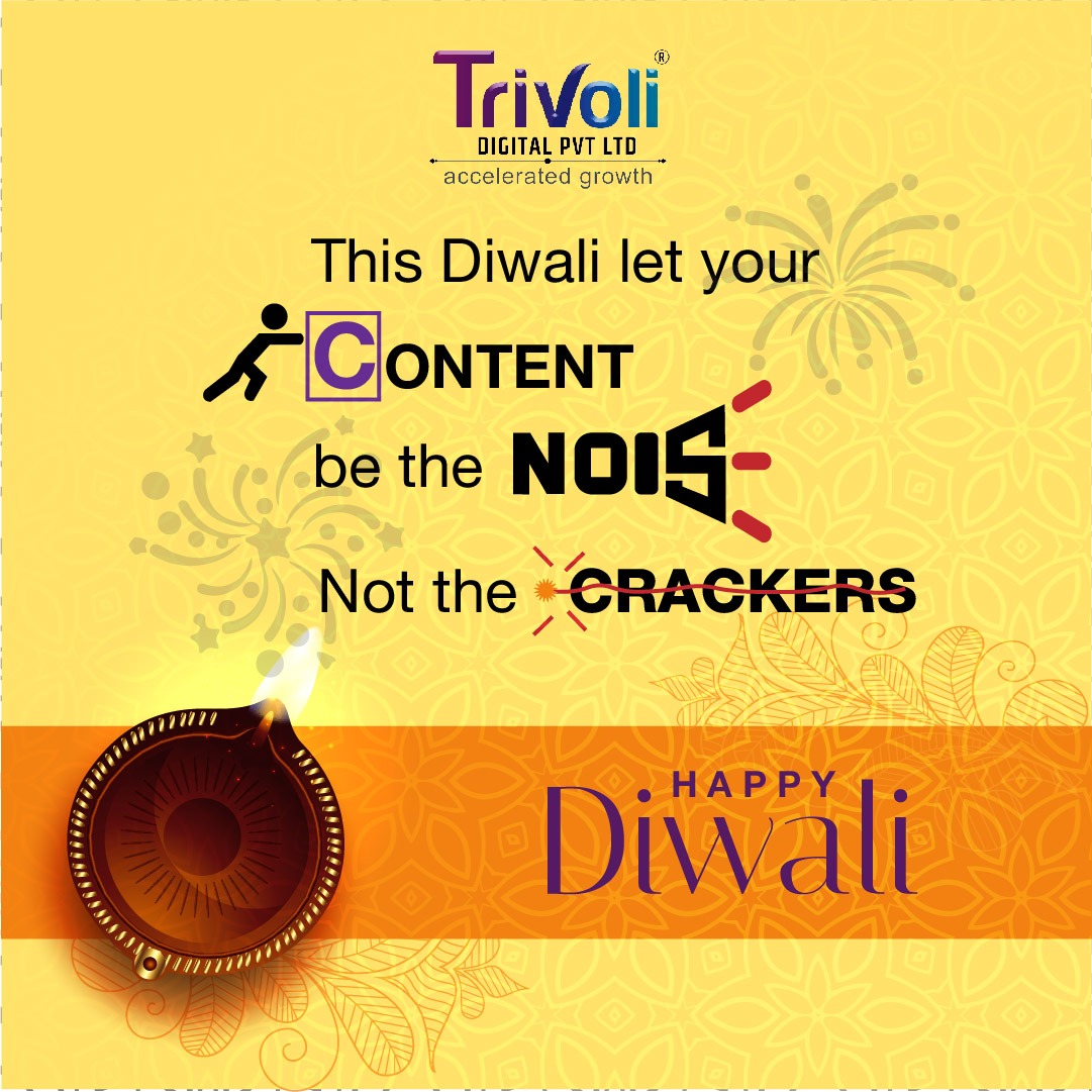TrivoliConsult's tweet photo. Who could've thought that content can make noise too! That too Loud. It's just not the job of crackers anymore. Heading from pollution towards solution, We wish you Happy Diwali and a Prosperous New Year.

#Trivoli #Diwali #NewYear #Festival #Celebration #digitalmedia https://t.co/0WfQrShP12